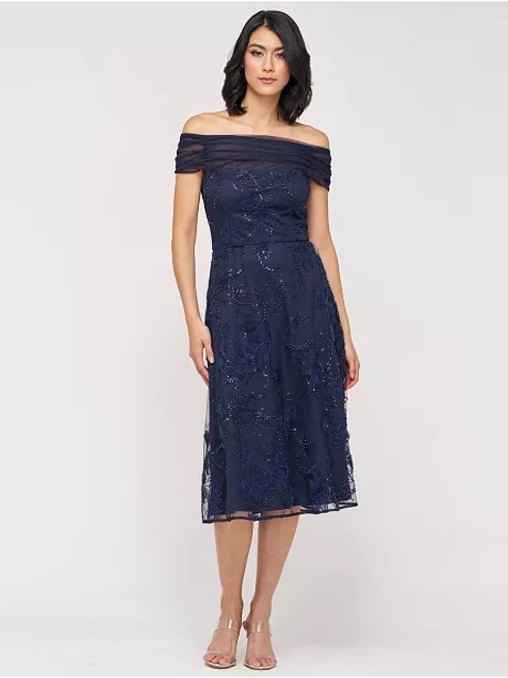 Gemma Beaded Off-The-Shoulder A-Line Dress